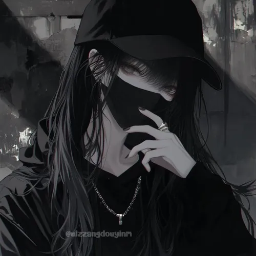 Ảnh avatar anime nữ đeo khẩu trang đen mắt to dịu