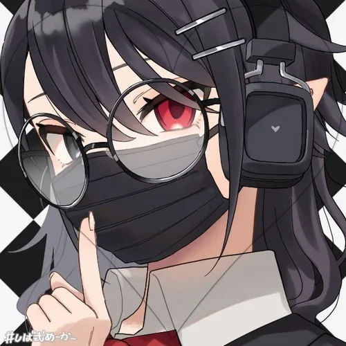 Ảnh avatar anime nữ đeo khẩu trang đen mắt to dịu