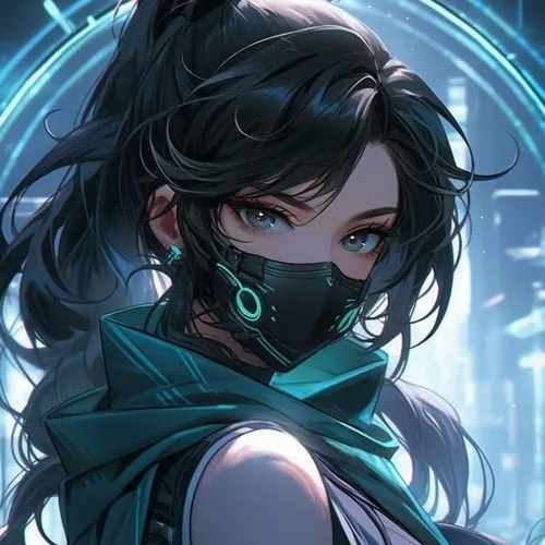 Ảnh đại diện anime nữ với đường nét mềm và khẩu trang làm trung tâm