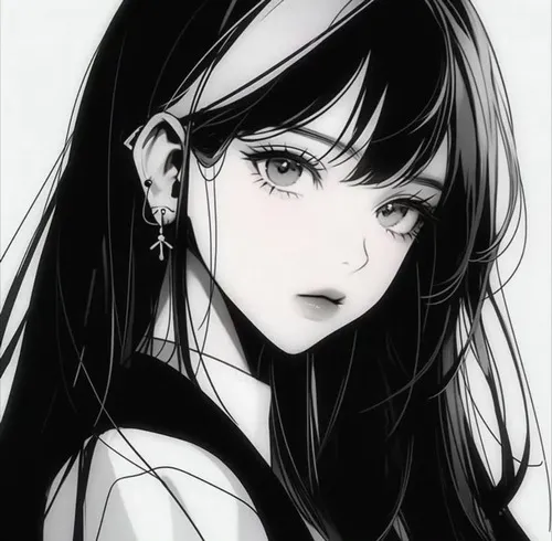 Hình đại diện anime nữ nền đen trắng tạo độ nét sâu