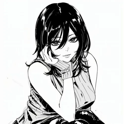 Ảnh đại diện anime nữ phối trắng đen làm rõ đường nét