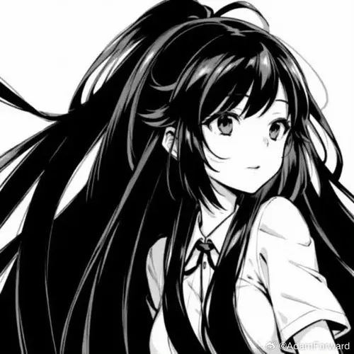 Avatar Instagram anime nữ kiểu đen trắng nhấn ánh sáng