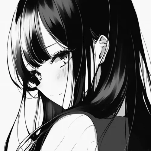 Ảnh profile anime nữ đậm chất trắng đen và bóng đổ