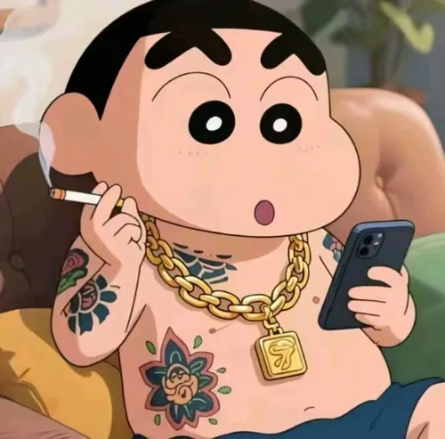 Avatar dễ thương hình Shin cartoon tếu tếu với viền nét