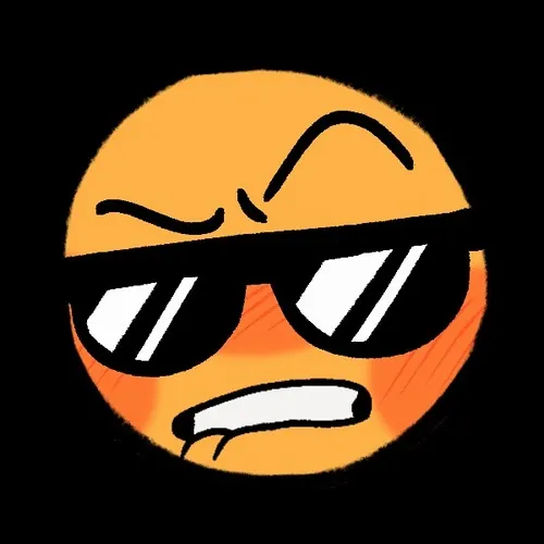 Meme icon vui với mắt cong sáng và miệng nhếch rực rỡ