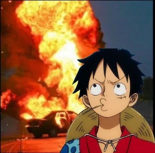 Hình chế Luffy mô tả cảnh phiêu bạt Đại Hải Trình với tinh thần gan lỳ