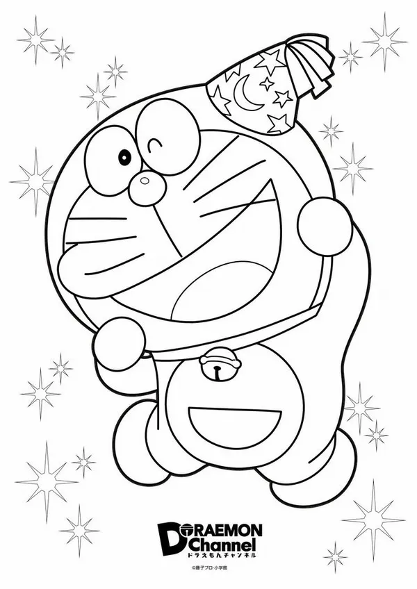 Tranh tô màu Doraemon và bạn bè trong công viên vui nhộn