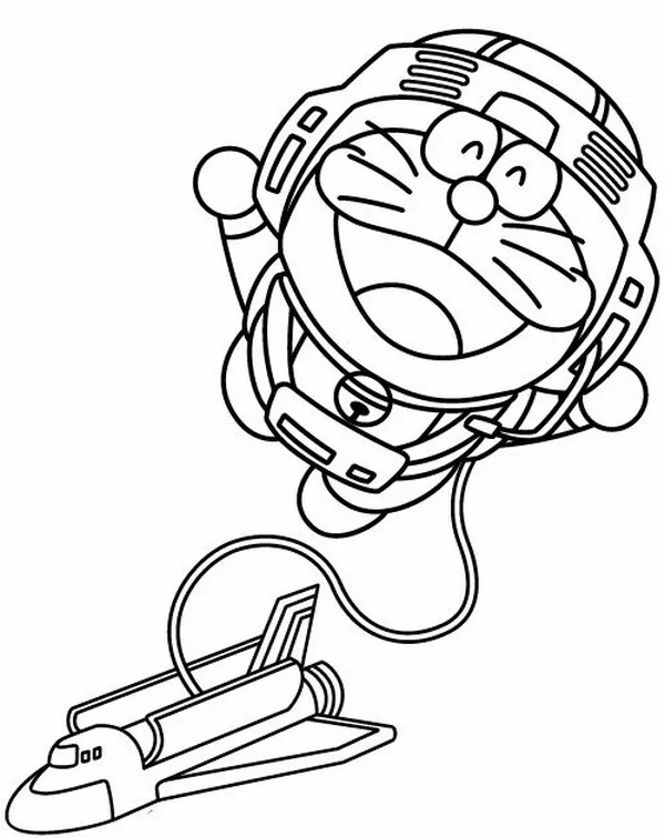 Hình vẽ tô Doremon đi leo núi với túi thần kỳ