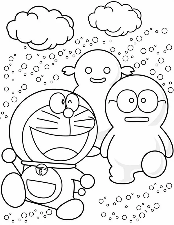 Mẫu tranh tô Doremon trượt tuyết nhanh như gió lạnh