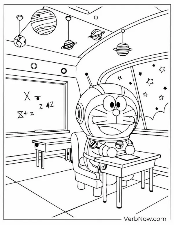 Mẫu tranh tô Doraemon và bạn bè vui chơi trong công viên