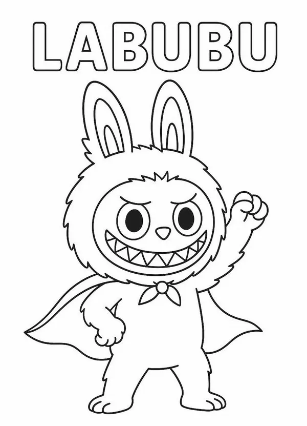 Hình tô màu Labubu đội mũ Noel trong khung cảnh Giáng Sinh