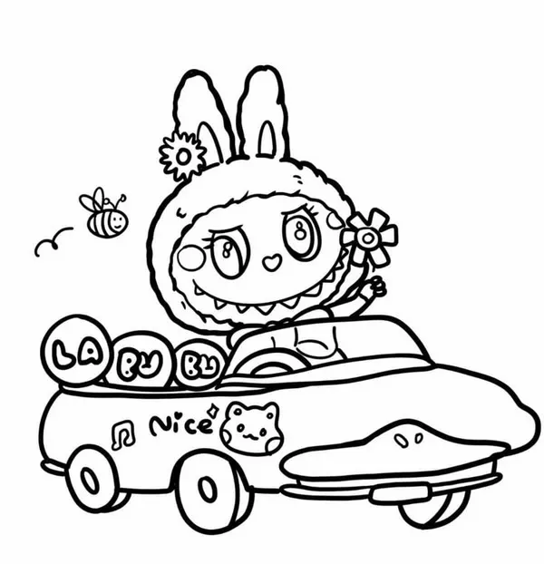 Hình tô màu Labubu đón Tết với pháo hoa sáng rực