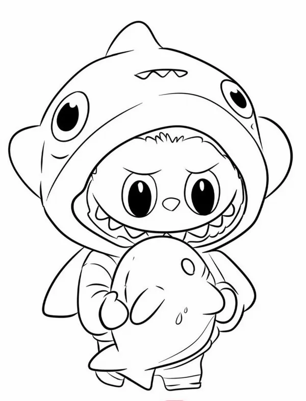 Bức tranh Labubu chơi với bong bóng xà phòng bay lấp lánh