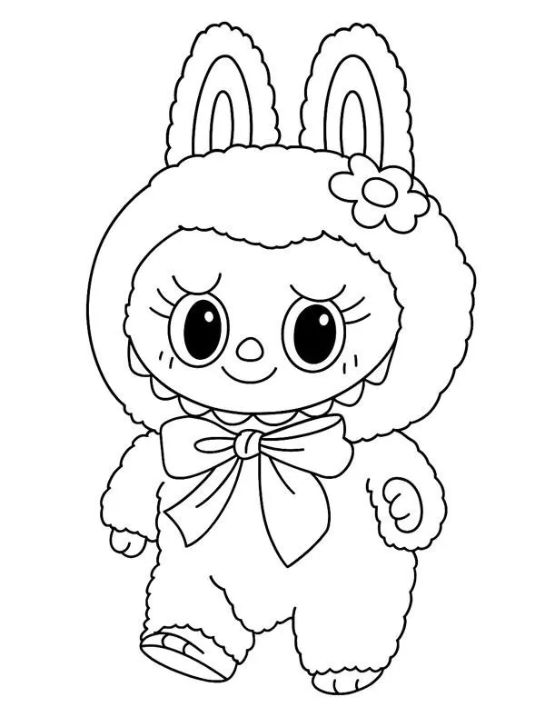 Bức tranh Labubu chơi với cánh diều bay cao trên trời xanh