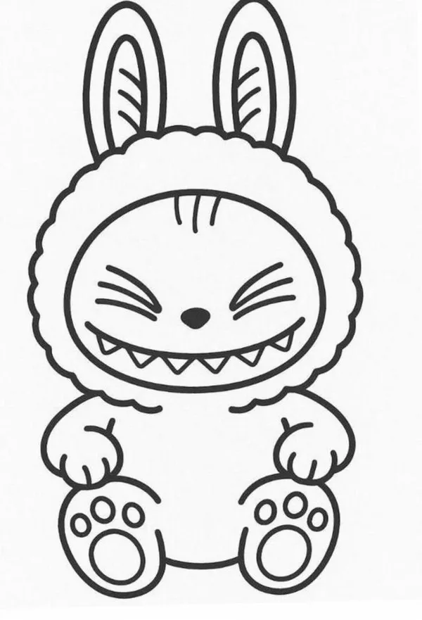 Tranh tô Labubu đeo kính râm đi dạo bãi biển nắng vàng