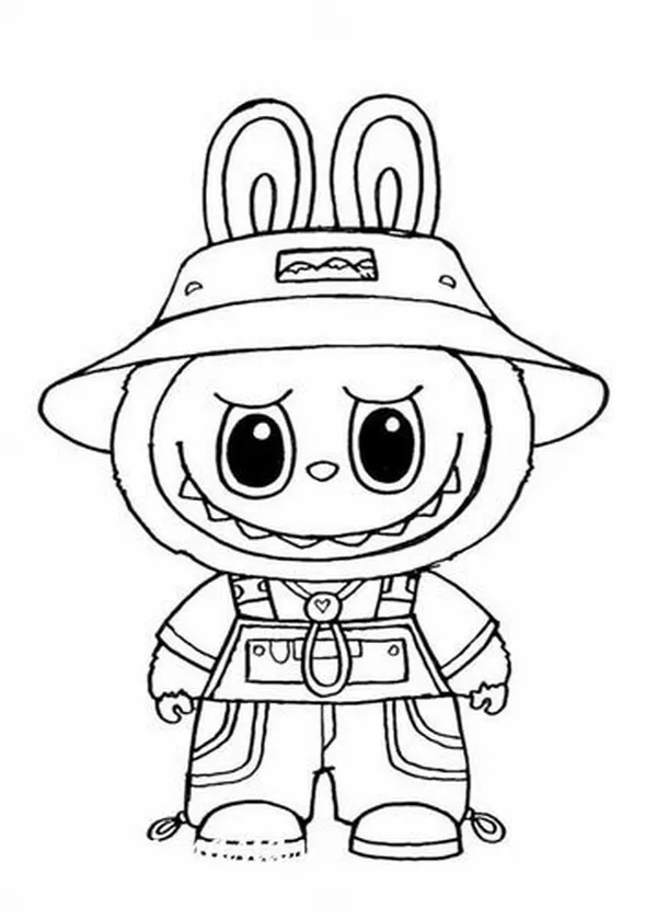 Trang tô Labubu đội mũ rơm đang ngắm hoàng hôn yên bình