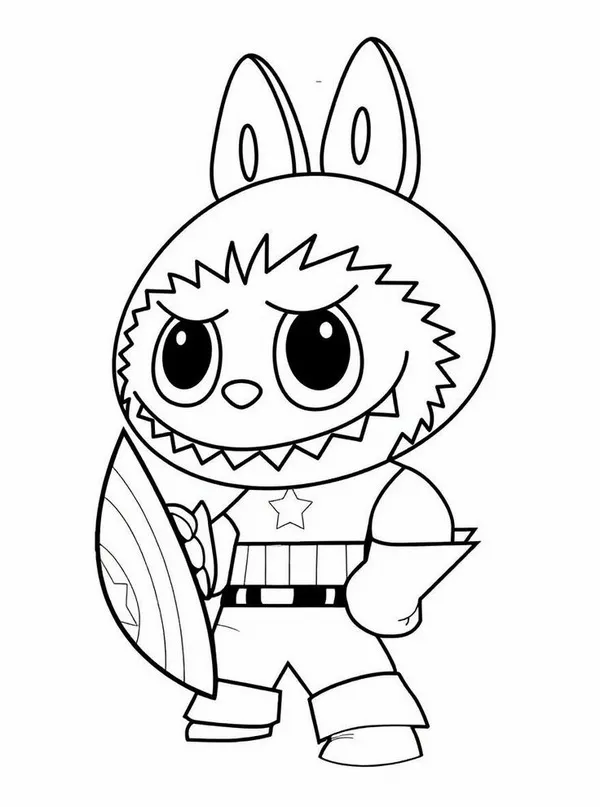 Trang tô màu Labubu cưỡi ngựa gỗ trong khu vui chơi rộn ràng