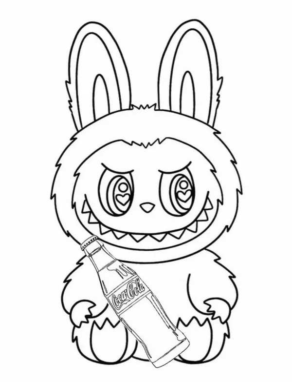 Hình vẽ Labubu cười tươi với đôi mắt tròn đáng yêu