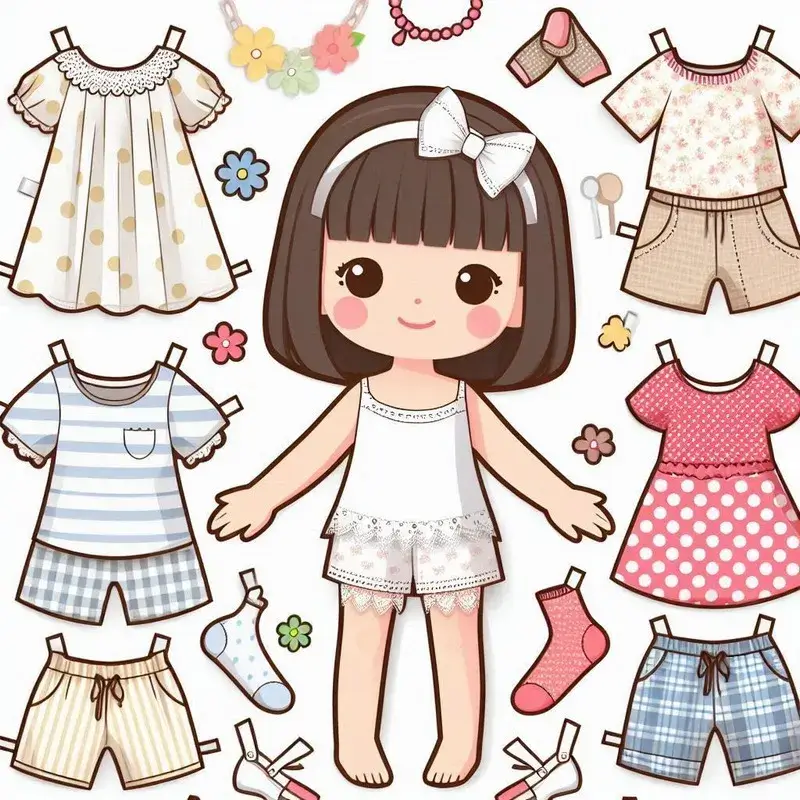 2 Tranh tô màu paper doll chibi giúp bé phát triển khéo tay và thẩm mỹ