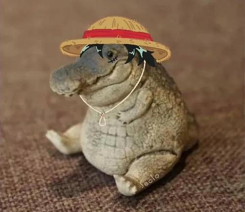 Meme chế cá sấu nằm dựa mép nước đầy cam chịu