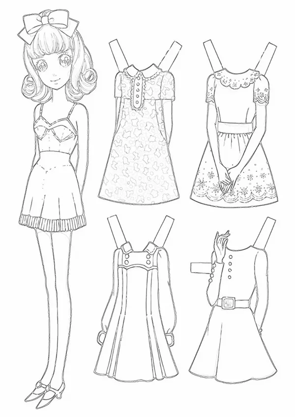 38 Bộ tranh tô màu búp bê giấy giúp bé vui và học hiệu quả