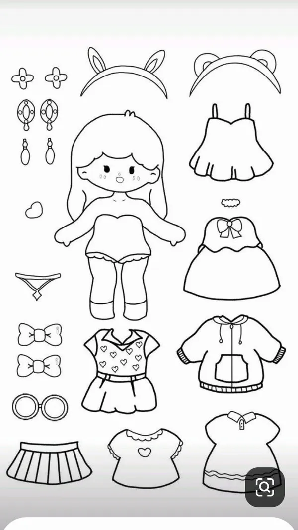 34 Tranh tô màu búp bê giấy nhiều phụ kiện mix đồ cực vui