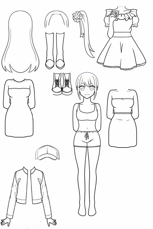 25 Hình tô búp bê chibi mùa xuân váy hoa rực rỡ cho bé