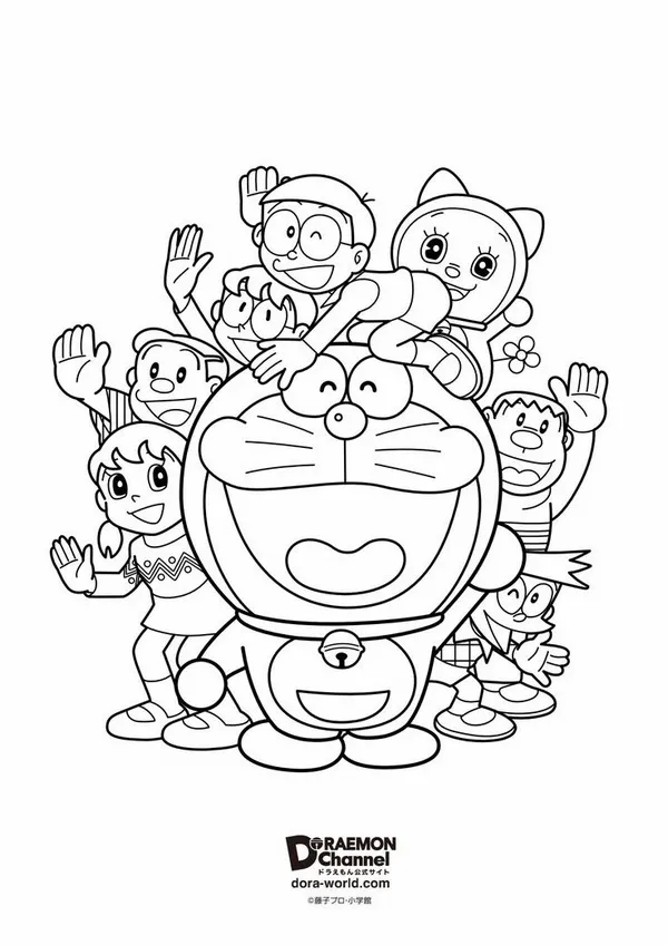 Tờ giấy tô mèo máy Doraemon giúp bé nhận biết màu sắc