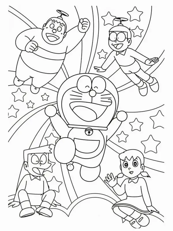 Tờ giấy tô Doraemon thân tròn dễ thương cho trẻ tập tô