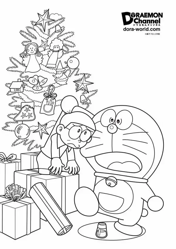 Trang tô màu Doraemon cười tươi giúp bé sáng tạo hơn