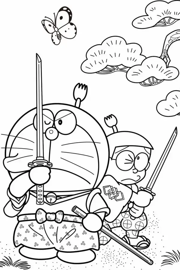 In hình tập tô Doraemon và Xeko giúp bé học vẽ