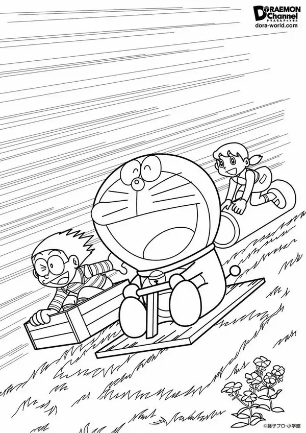 Mẫu tranh tô màu Doraemon giúp bé khám phá sắc xanh