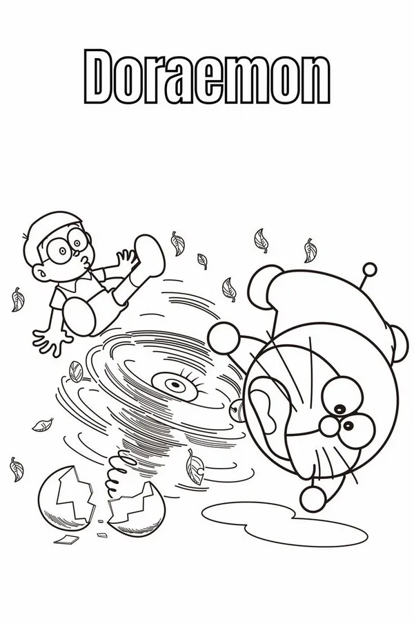 Hình vẽ Doraemon và bạn bè trong lớp học vui nhộn