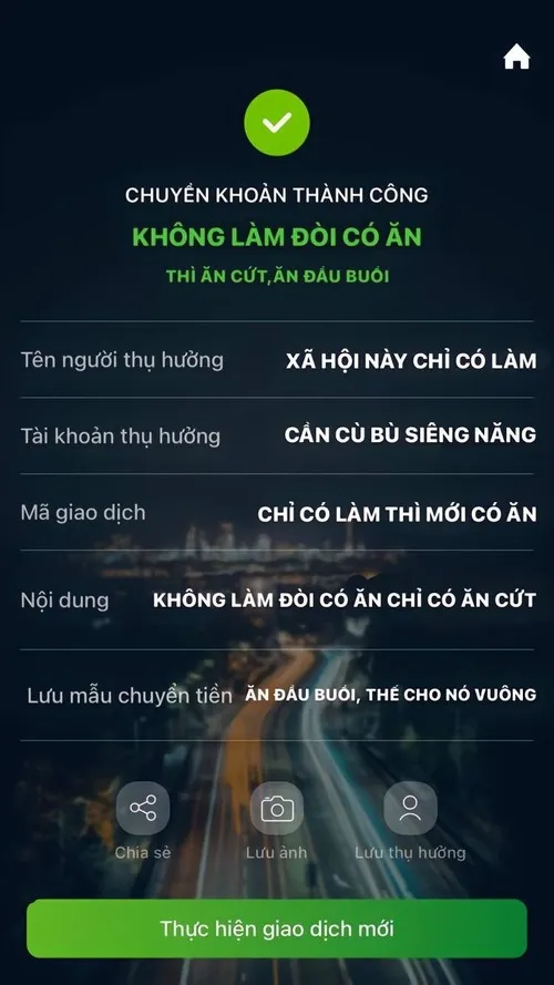 Hóa đơn ABBank ghi chú trêu bạn thân rất dí dỏm