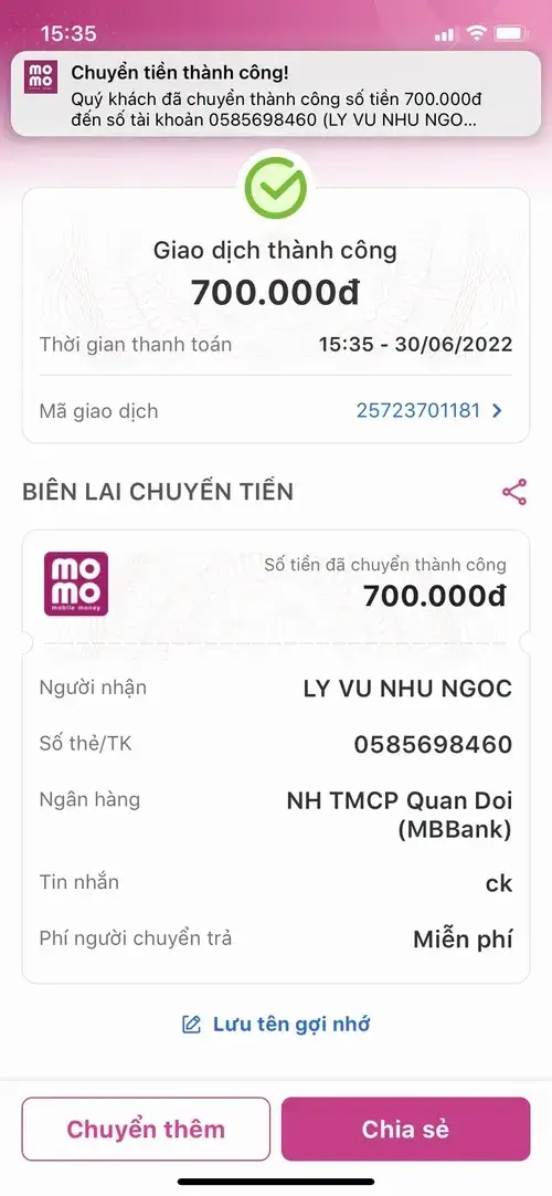 Giao dịch Momo số tiền lẻ tạo cú lừa vui
