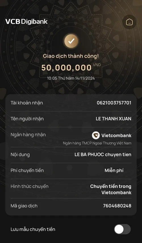 Ảnh chuyển khoản Sacombank số tiền ba nghìn lẻ gây cười