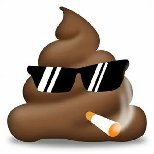 Hình cục phân đeo kính đen hút thuốc