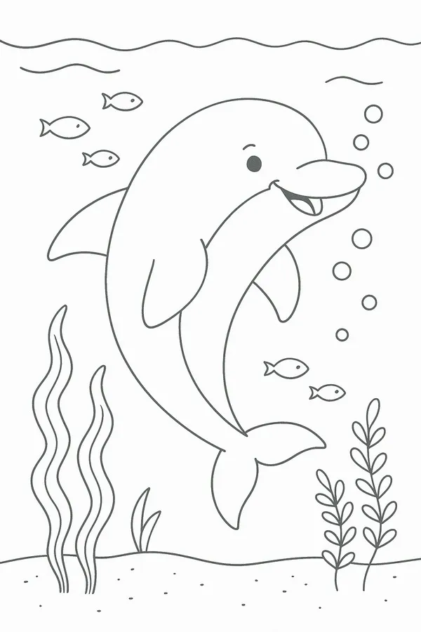 12 Tô màu vui với cá heo hồng nhảy qua mặt nước
