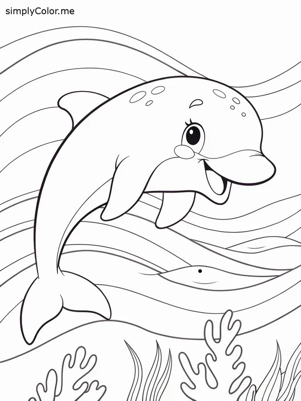 39 Hình tô màu cá heo đội mũ thủy thủ cực ngộ nghĩnh