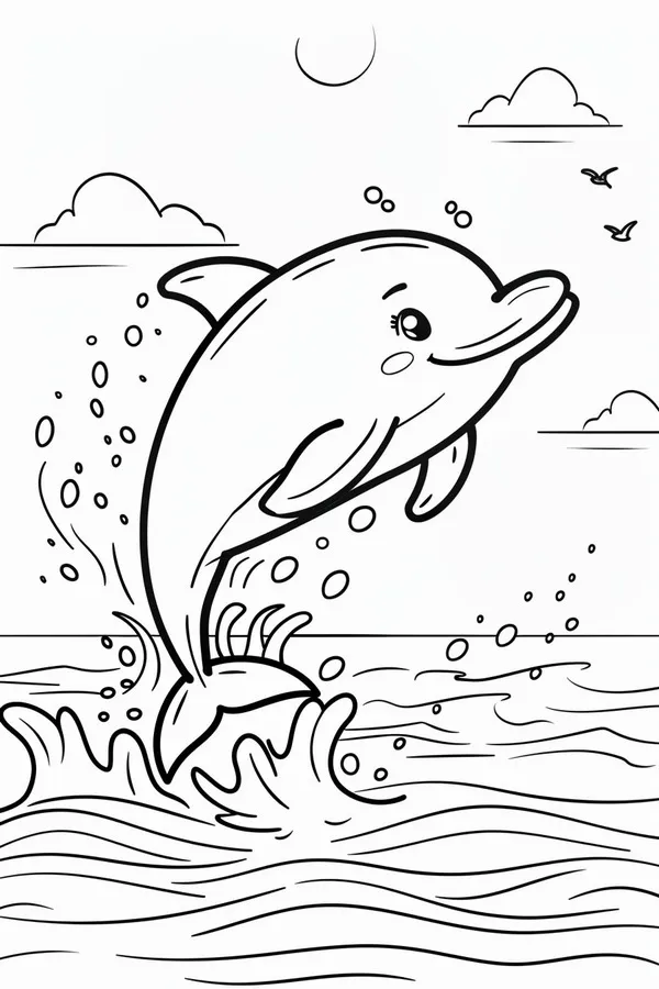 45 Mẫu tranh tô màu đại dương xanh với cá heo và rong biển