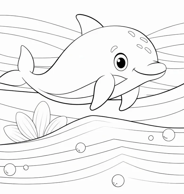 9 Tranh tô màu cá heo mẹ và con đáng yêu hết nấc