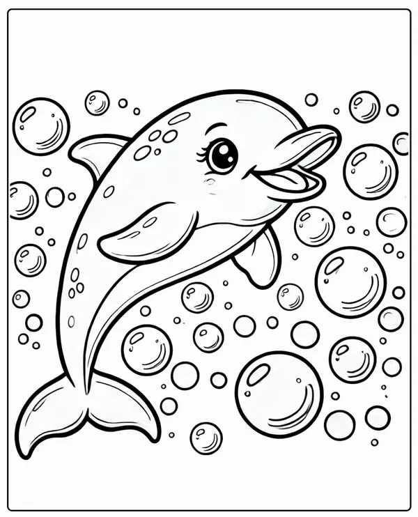 53 Mẫu tranh tô màu cá heo xanh ngọc bơi quanh san hô