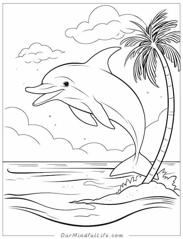 43 Bộ tranh tô màu cá heo phun nước và bơi lội tự do