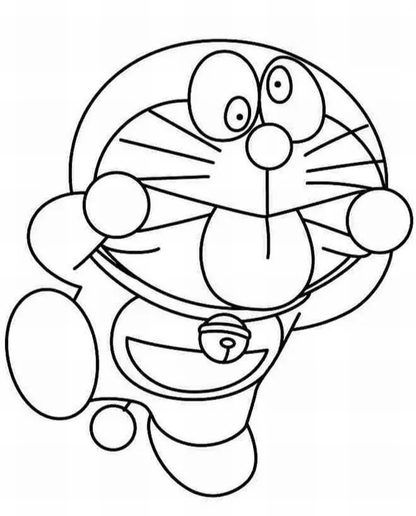 Tranh tô màu Doremon cưỡi ván trượt bay qua sóng biển
