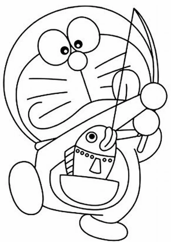 Tranh tô Doremon tắm mưa giữa sân nhà thơm mát