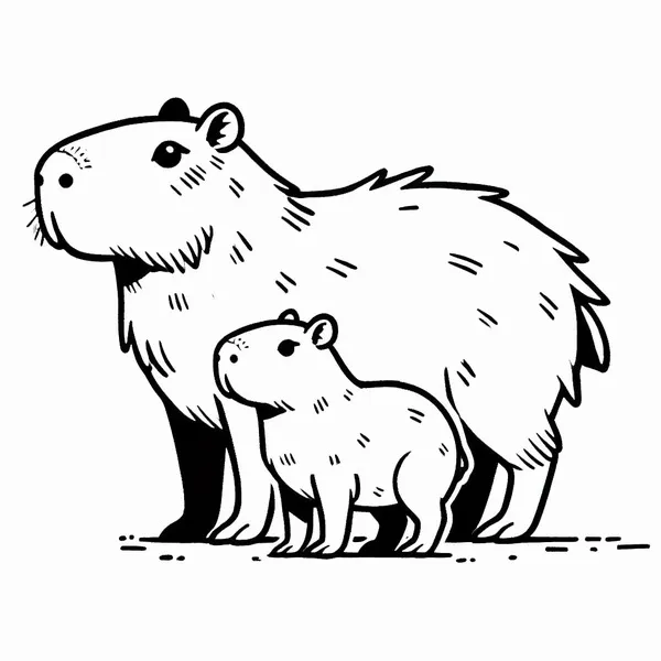 24 Bộ tranh tô màu capybara chibi dễ thương cưng xỉu