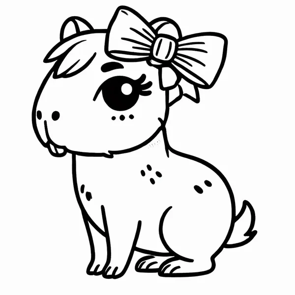 22 Hình vẽ capybara chibi đội mũ hoa cười khúc khích