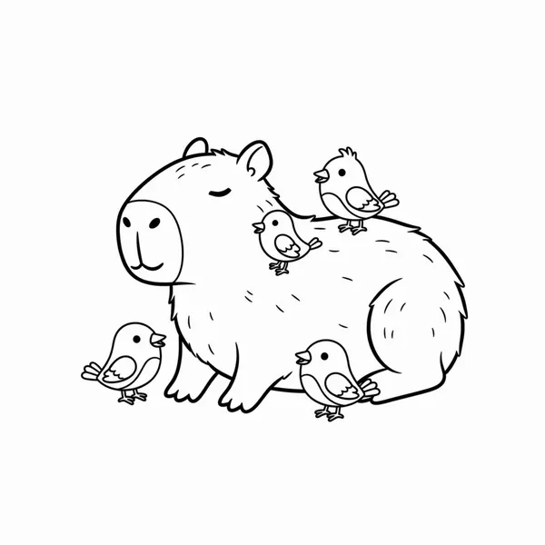 15 Trang tô màu capybara dễ thương ôm trái dưa hấu cười tươi