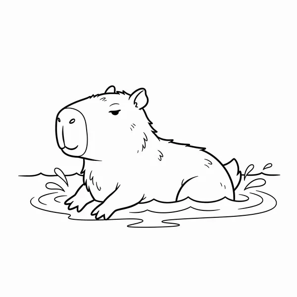 10 Tờ giấy tô màu Capybara đáng yêu ngâm mình cùng vịt cho trẻ 2 tuổi