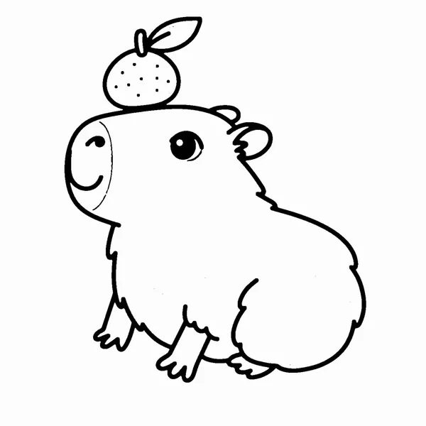9 Bức tranh tô Capybara chibi nằm ngửa phơi nắng cho bé 3 tuổi